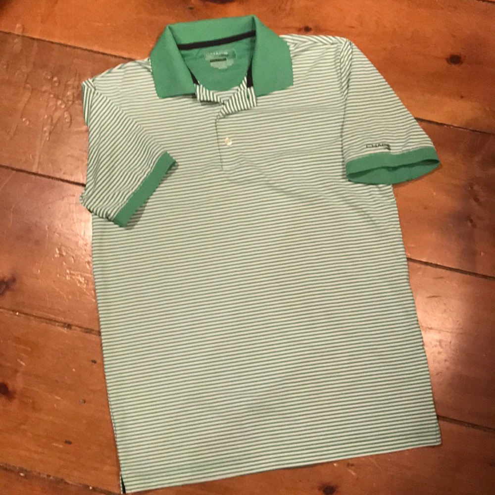 Green and White Striped Chaps Golf Shirt